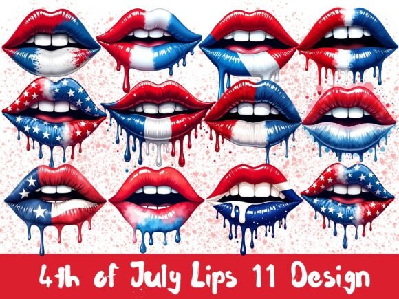 4th of July Lips – Bold Graphics for Crafts and Branding