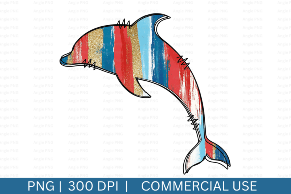 Brushstrokes Nautical Dolphin Clipart Graphics for Crafts