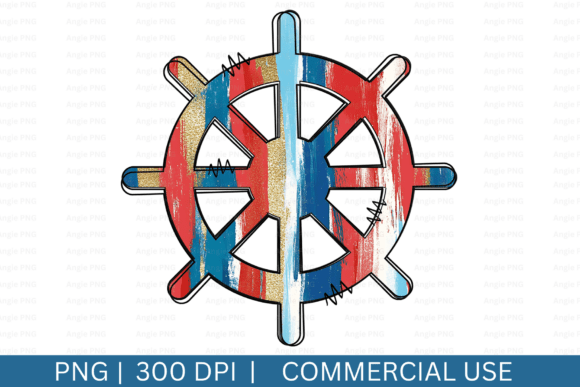 Brushstrokes Nautical Ship Wheel Graphics for Crafts