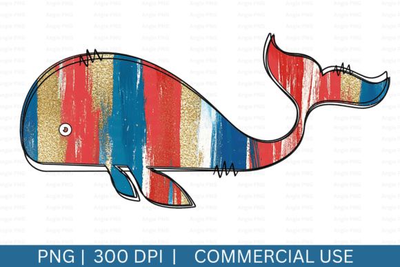Brushstrokes Whale Clipart, Nautical Graphics for Crafts