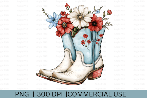 Floral Western Cowgirl Boots Graphics for Crafts