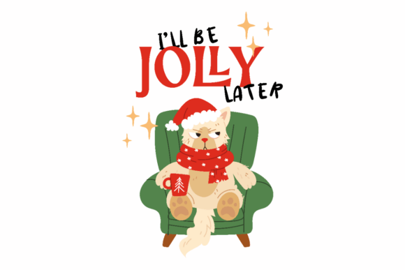 Grumpy Christmas Cat Graphics for Crafts and Editorial Design