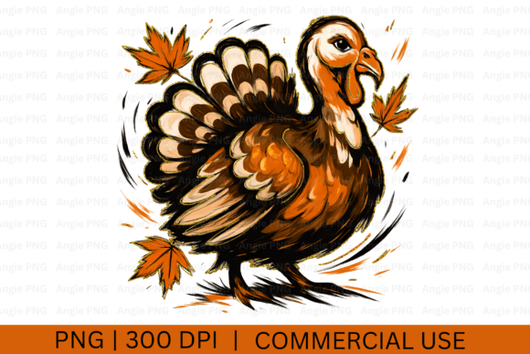 Preppy Glitter Thanksgiving Turkey PNG: Graphics for Crafts & Seasonal Branding