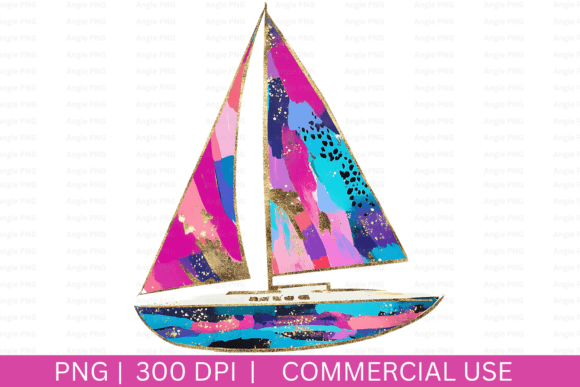 Sailboat, Nautical Graphics for Crafts and Content