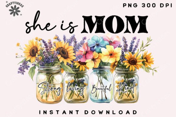 She Is Mom Png: A Graphic Asset for Crafts and Branding