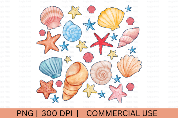 Summer Sea Shells Graphics for Crafts